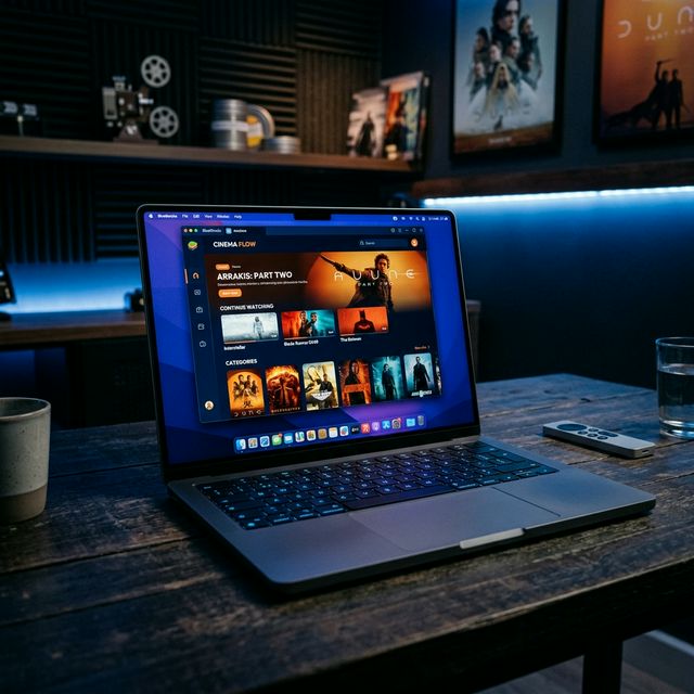 BlueStacks emulator on Windows PC showing MovieBox app installation