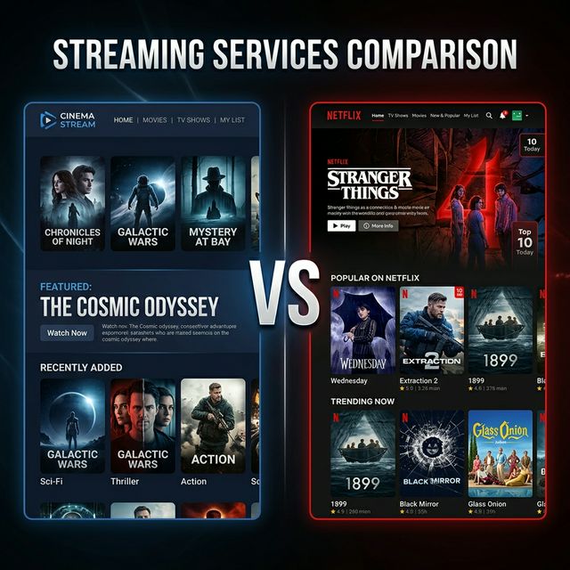 MovieBox vs Netflix comparison chart showing features side by side